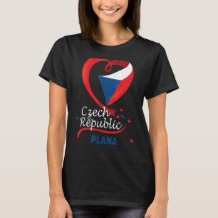 Plana Czech Republic Heart Flag Lion Coat Of Arm E T-Shirt