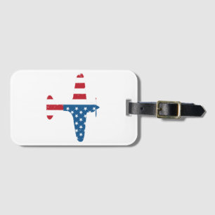 Plane Aircraft USA Flag Veteran Pilot Gift Luggage Tag