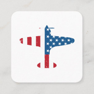 Plane Aircraft USA Flag Veteran Pilot Gift Square Business Card