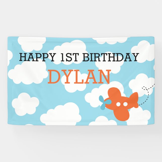 Plane Backdrop / Banner (Blue & Orange) (Horizontal)