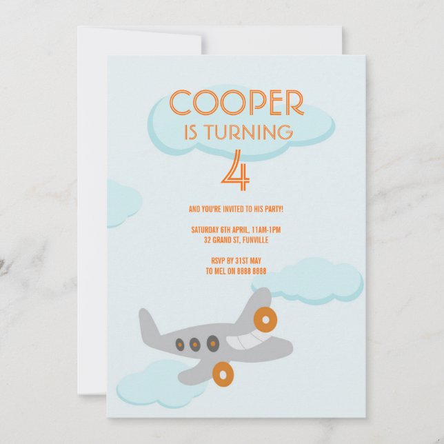 PLANE Birthday Invitation (Front)