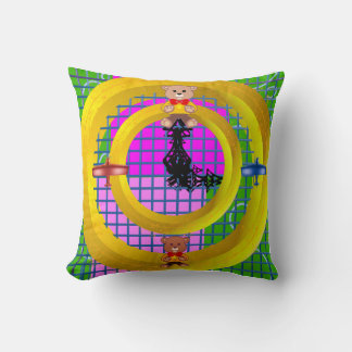 Plane Bowtie on Modern Pink Blocks Cushion