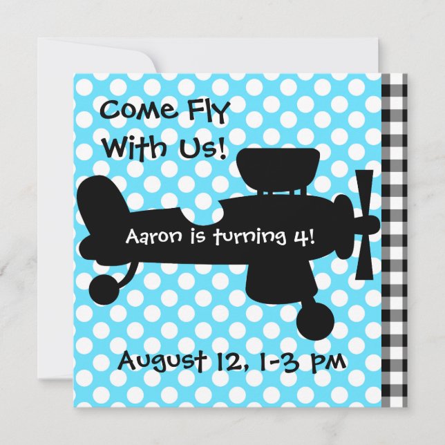 Plane Crazy Birthday Bash Invitations (Front)
