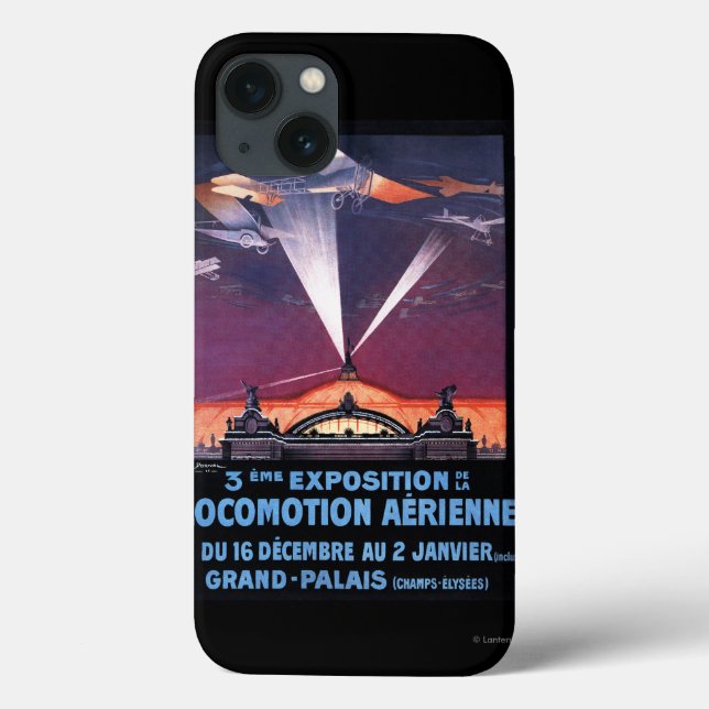 Plane Flying Over Searchlight Poster Case-Mate iPhone Case (Back)