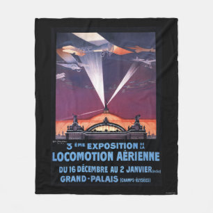 Plane Flying Over Searchlight Poster Fleece Blanket