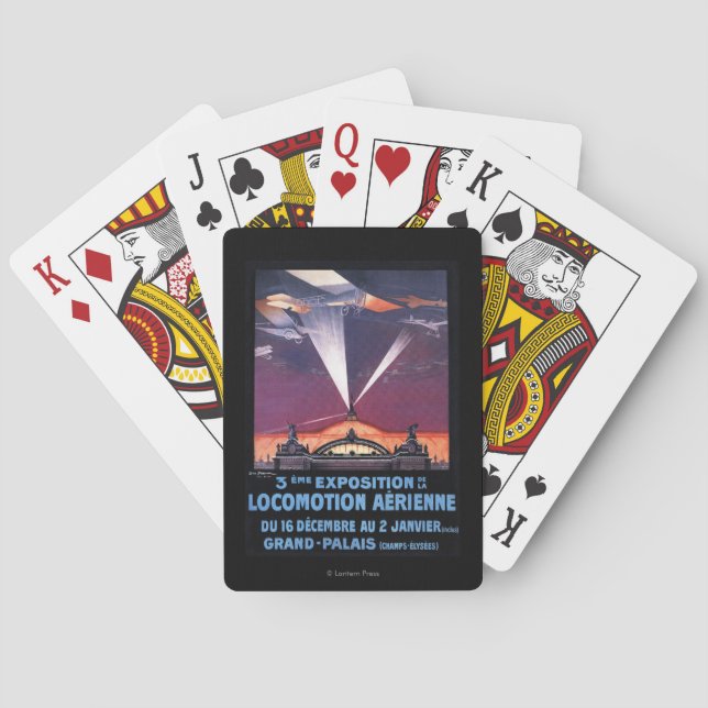 Plane Flying Over Searchlight Poster Playing Cards (Back)