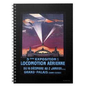 Plane Flying Over Searchlight Poster Spiral Notebook