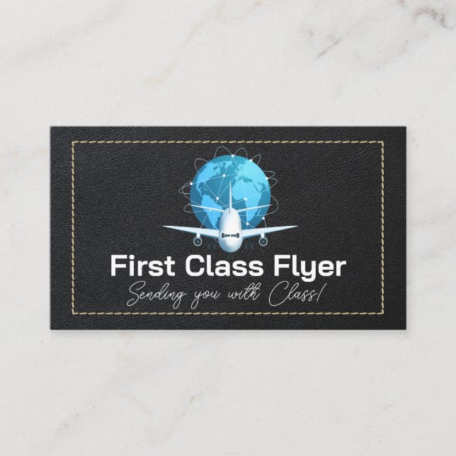 Plane Flyings World Logo | Transportation Business Card (Front)
