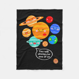 Plane Funny Cartoon Planets Never Forget Fleece Blanket