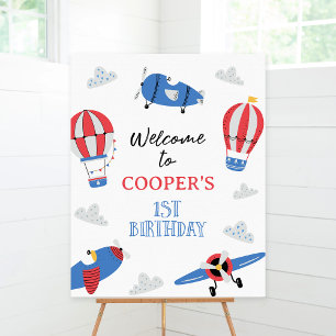 Plane How Time Flies 1st Birthday Welcome Sign
