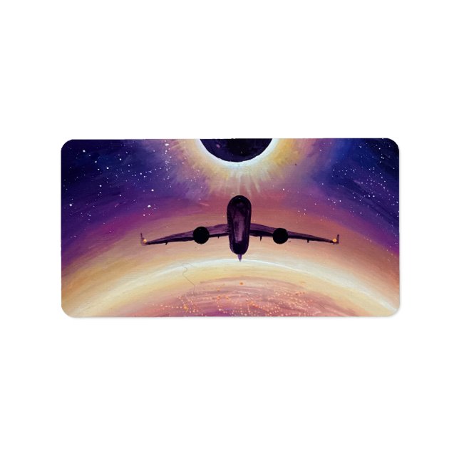 Plane in flight city and eclipse label (Front)