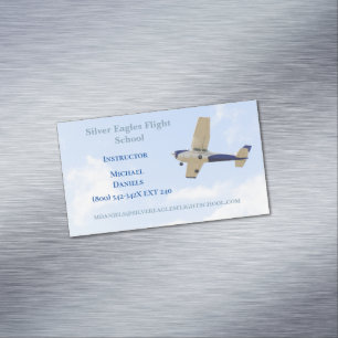 Plane in Sky Flight School Instructor Pilot  Magnetic Business Card