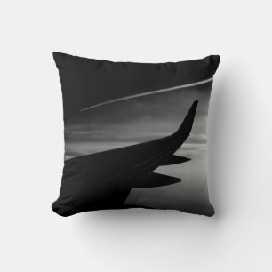 Plane in the Air - Black and White Photograph Cushion