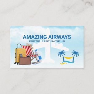 Plane in the Clouds   Tropical Vacation Luggage Business Card