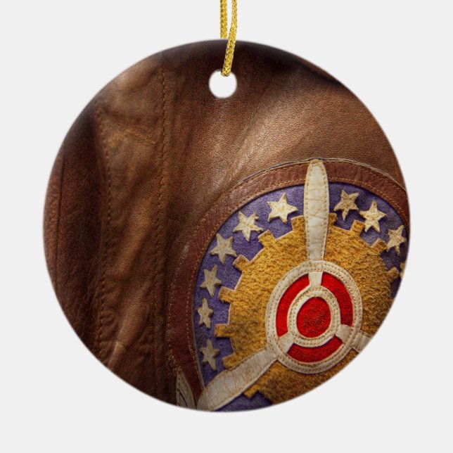 Plane - Pilot - The flight jacket Ceramic Tree Decoration (Front)