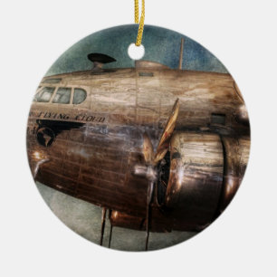 Plane - Pilot - The flying cloud Ceramic Tree Decoration