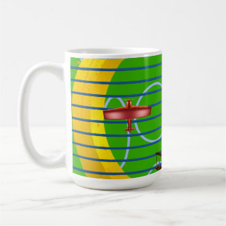 Plane pink on Gold Green Coffee Mug