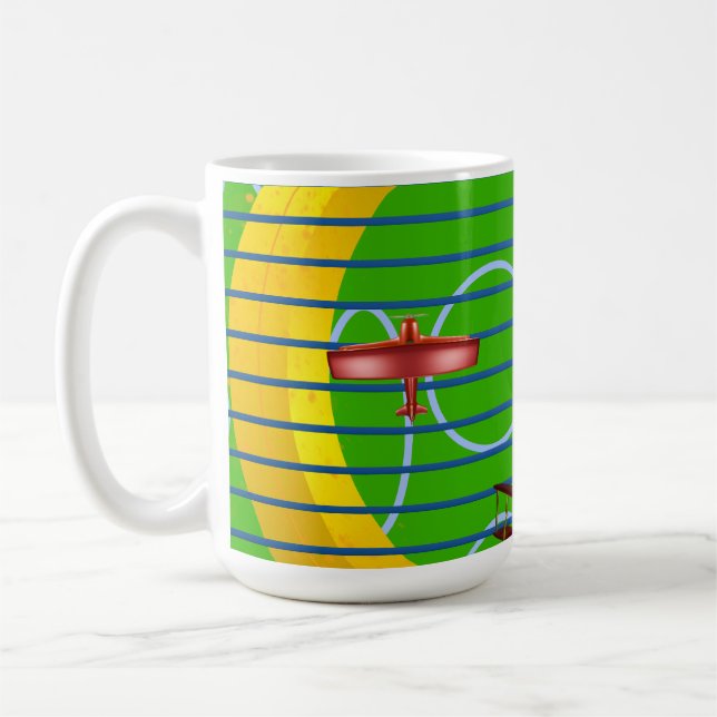 Plane pink on Gold Green  Coffee Mug (Left)