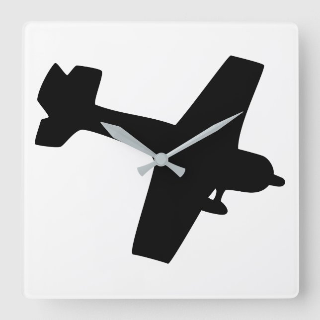 Plane Silhouette Square Wall Clock (Front)