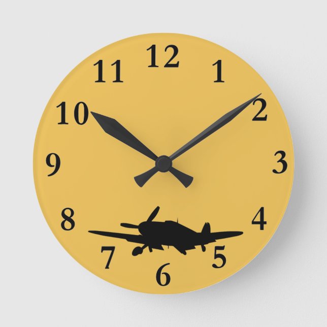 Plane silouette round clock (Front)