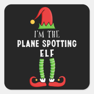 Plane spotting Elf Christmas Matching Family Gift Square Sticker
