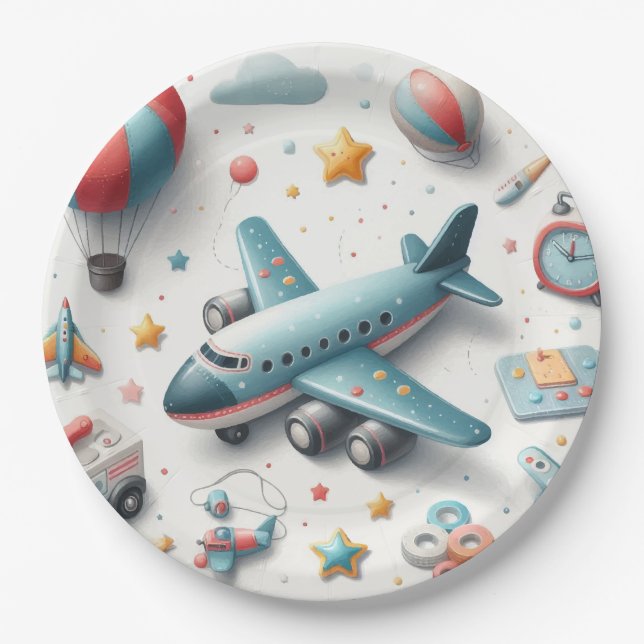 Plane toy boy  paper plate (Front)