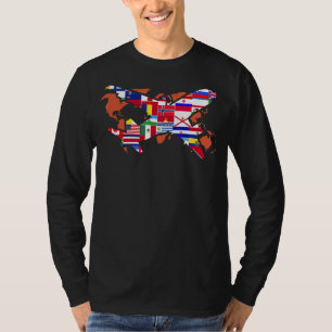 Plane Travelling Country Flags Traveller World Map T-Shirt