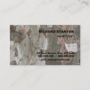 Plane tree camouflage looks bark pattern business card