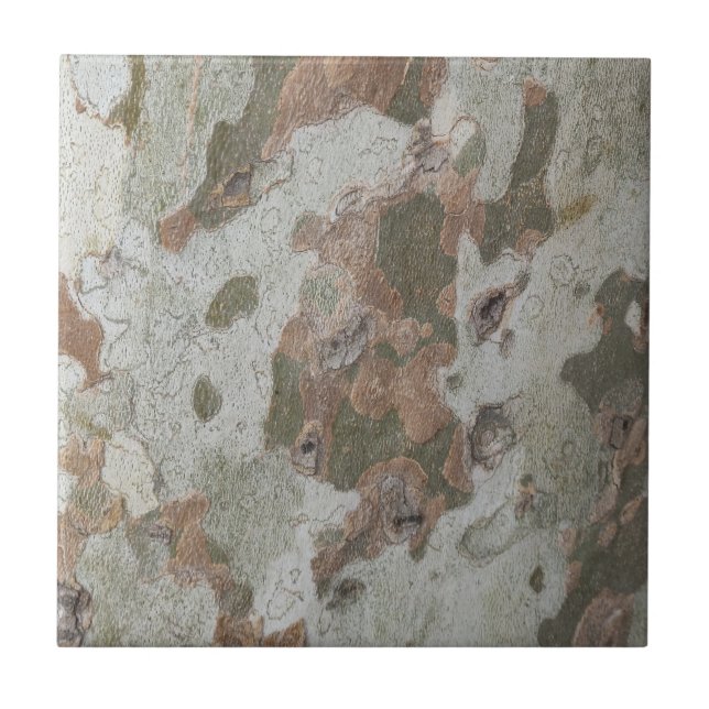Plane tree camouflage looks bark pattern ceramic t tile (Front)