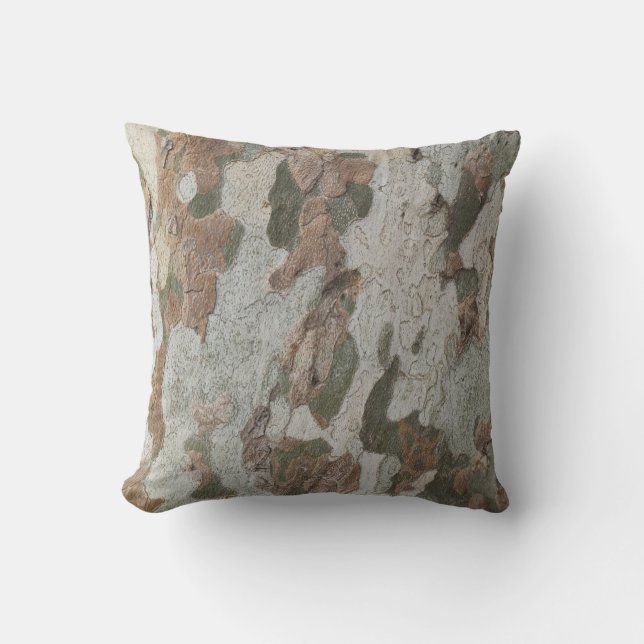 Plane tree camouflage looks bark pattern cushion (Front)