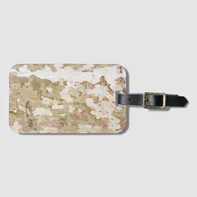 Plane tree camouflage looks bark pattern luggage tag (Front Horizontal)