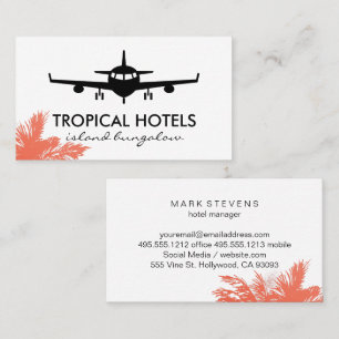 Plane   Tropical Palm Trees Business Card