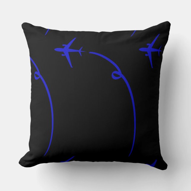 Plane With Air Trail Dk Black     Cushion (Front)