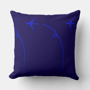 Plane With Air Trail Dk Blue Cushion