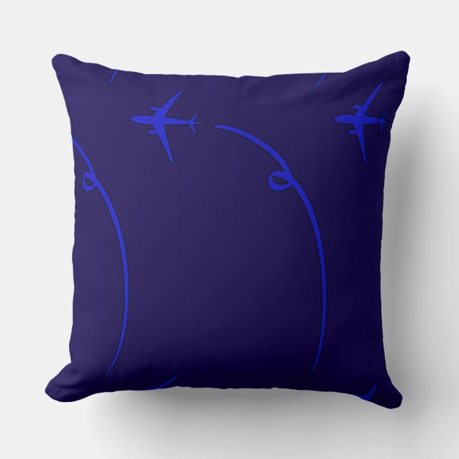 Plane With Air Trail Dk Blue     Cushion (Front)