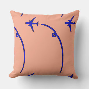 Plane With Air Trail Peach Cushion