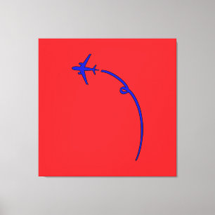 Plane With Air Trail Red Canvas Print