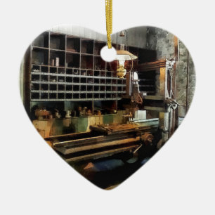 Planer in Machine Shop Ceramic Tree Decoration