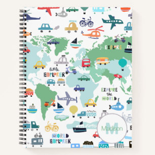 Planes Trains Boats Cars Word Traveller Map Notebook