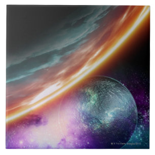 Planet and its moon. Computer artwork of an Tile