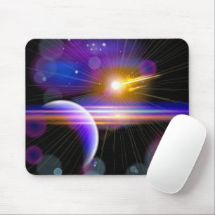 Planet and Star Design Mouse Pad