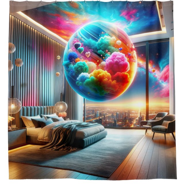 Planet Art Shower Curtain (Front)