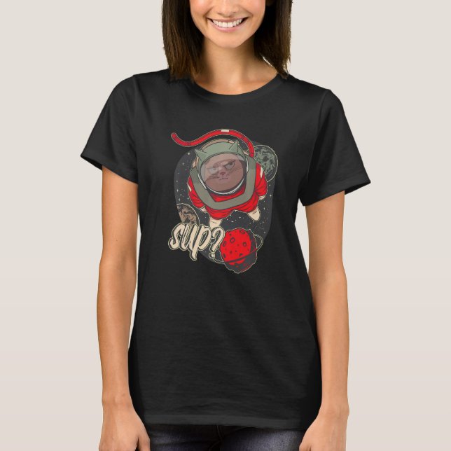 Planet Astronaut Space Cat Kids Astrology T-Shirt (Front)