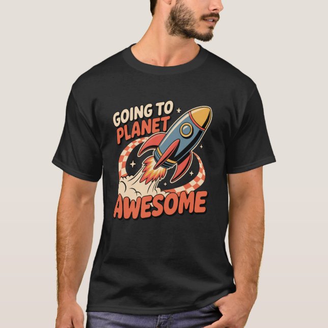 Planet Awesome Rocket Going Space Galaxy Kids T-Shirt (Front)