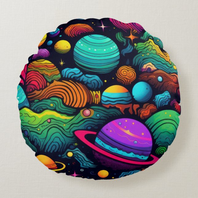 Planet background round cushion (Front)