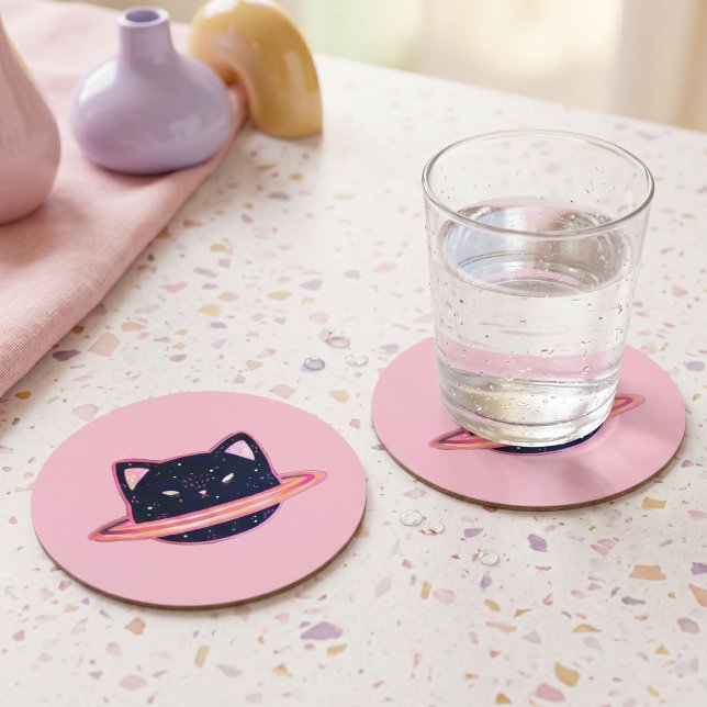 Planet Cat Round Paper Coaster (Creator Uploaded)