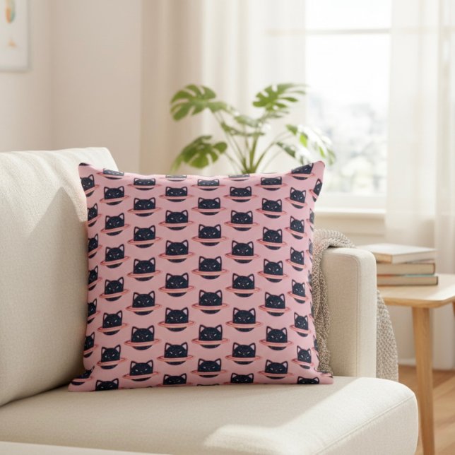 Planet Cat Throw Pillow (Creator Uploaded)