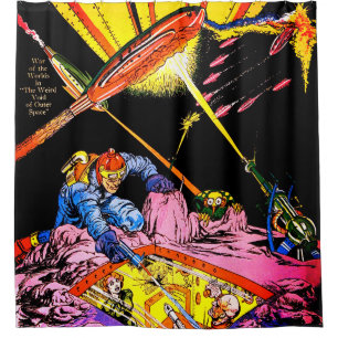Planet Comics Laser Attack Vintage Shower Curt Curtain