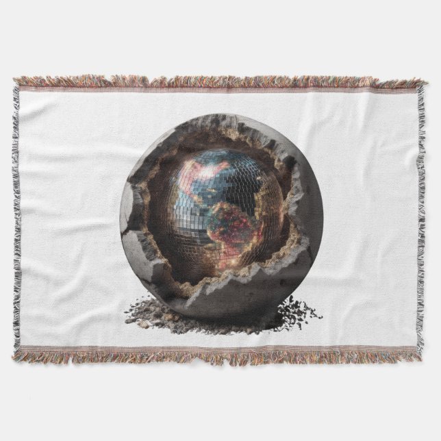Planet Disco Core – Earth Breaks into Party Mode Throw Blanket (Front)
