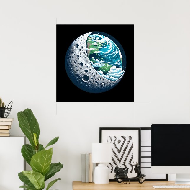 Planet Earth and Its Moon: Celestial Wonder Poster (Home Office)